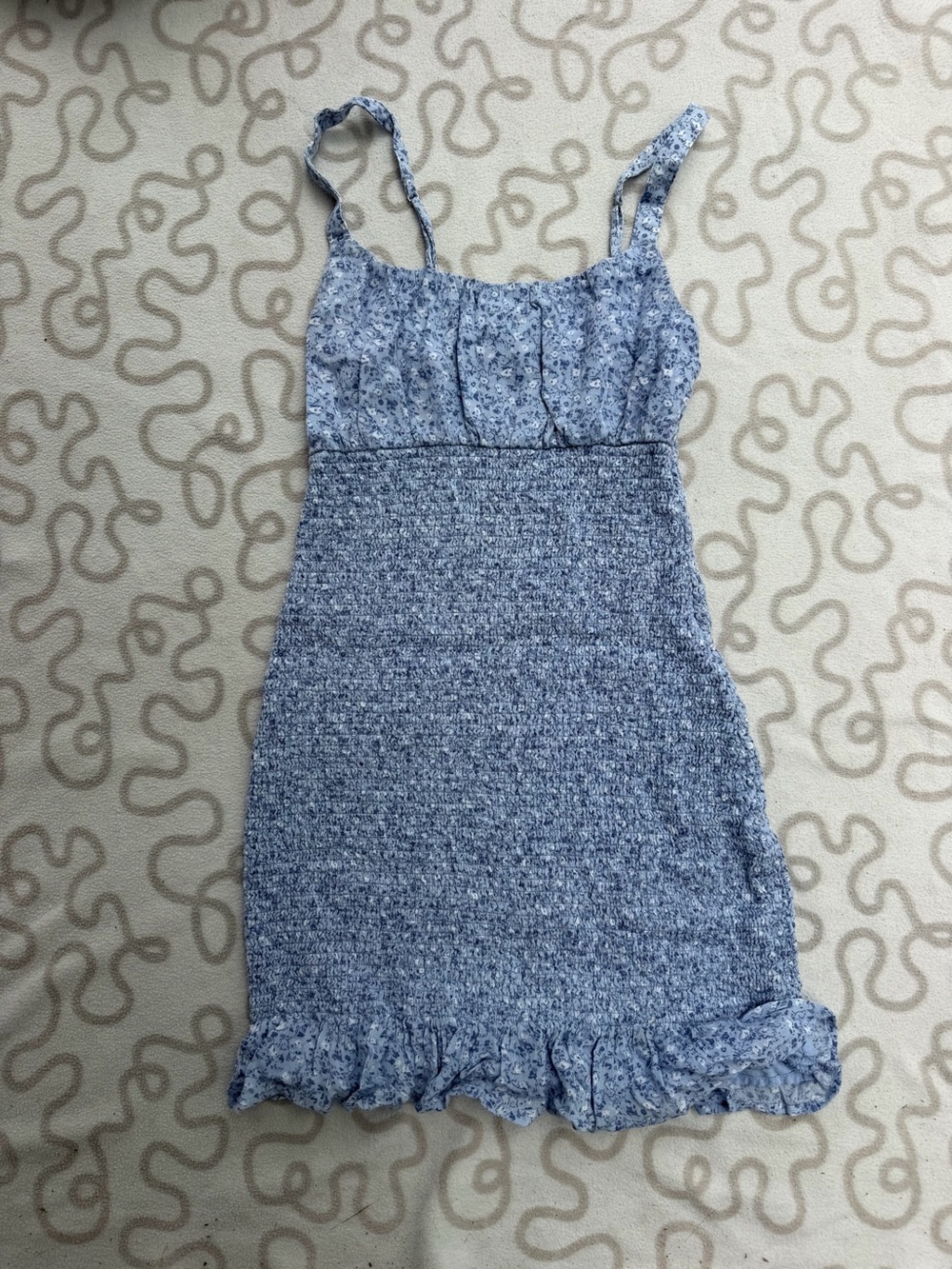 Abercrombie & Fitch Light Blue Floral Smocked Mini Dress